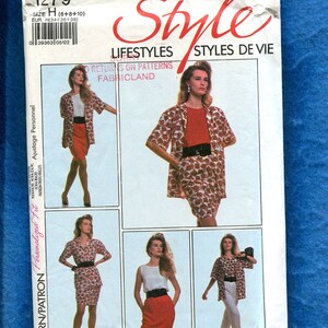 1980&#39;s Style 1279 Tapered Skirt Pants Over Shirt & Shell Top Pattern Size 6..8..10 UNCUT