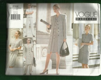 Vogue 2102  Coat Top Skirt  Dress & Pants Pattern Sizes 6-8-10 UNCUT