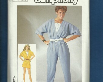 1980's Simplicity 7330 Loose Fitting Romper & Jumpsuit with Vestee Size 10..12..14 UNCUT