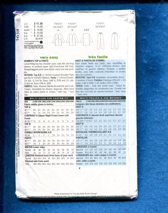 Delta Burke Size Chart