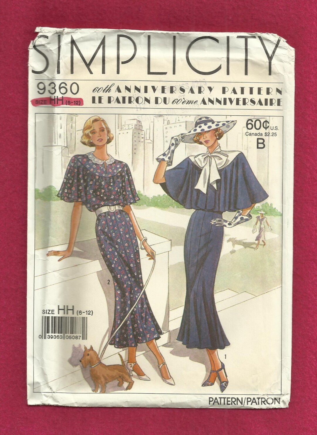 1980's Simplicity 9360 60th Anniversary Pattern 1928 Dress With Capelet ...