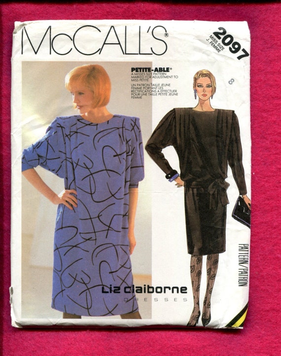 1980's Mccalls 2097 Liz Claiborne Retro Power Shoulder Dress Size 8 UNCUT -  Etsy