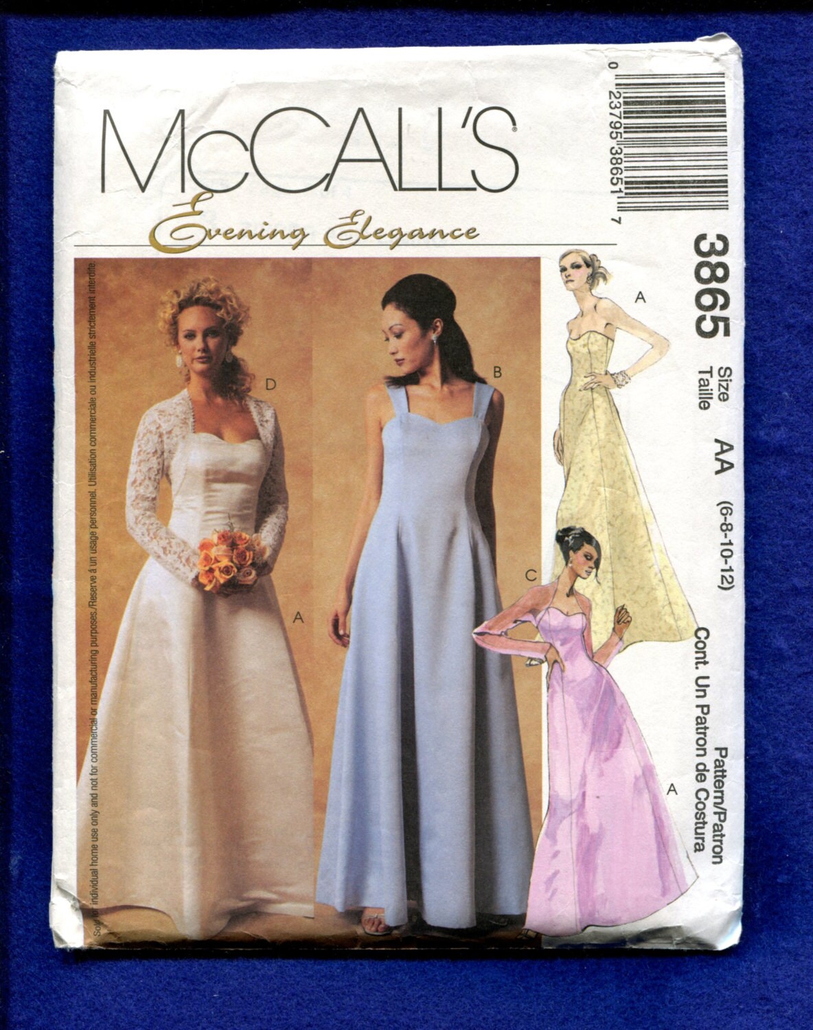 McCall's 3865 Fitted Princess Seam Stapless Wedding Dress & Shrug Size 6 to 12