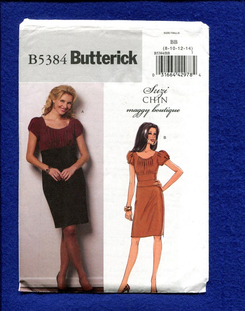 Butterick 5384 Suzi Chin Country Chic Fitted Dress with Puff Sleeves Size 8..10..12..14 UNCUT image 1