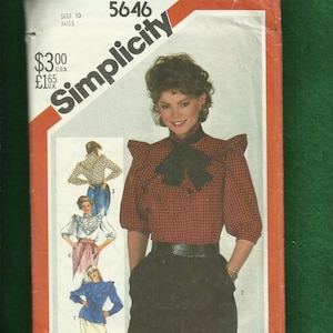 1980 erden Simplicity 5676 Classic Western Lady es Ruffled Mieder Blusen Größe 10