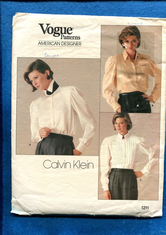 Vintage 1980 Vogue 1211 Calvin Klein Blusas románticas con - Etsy México