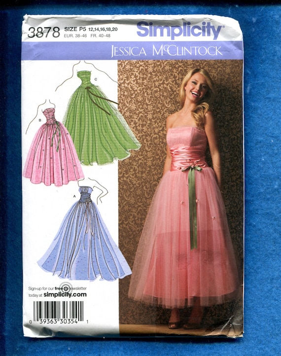 Simplicity 3878 Designer Jessica Mcclintock Bubble Skirt Fitted Bodice Evening  Dress Pattern Size 12 to 20 UNCUT - Etsy