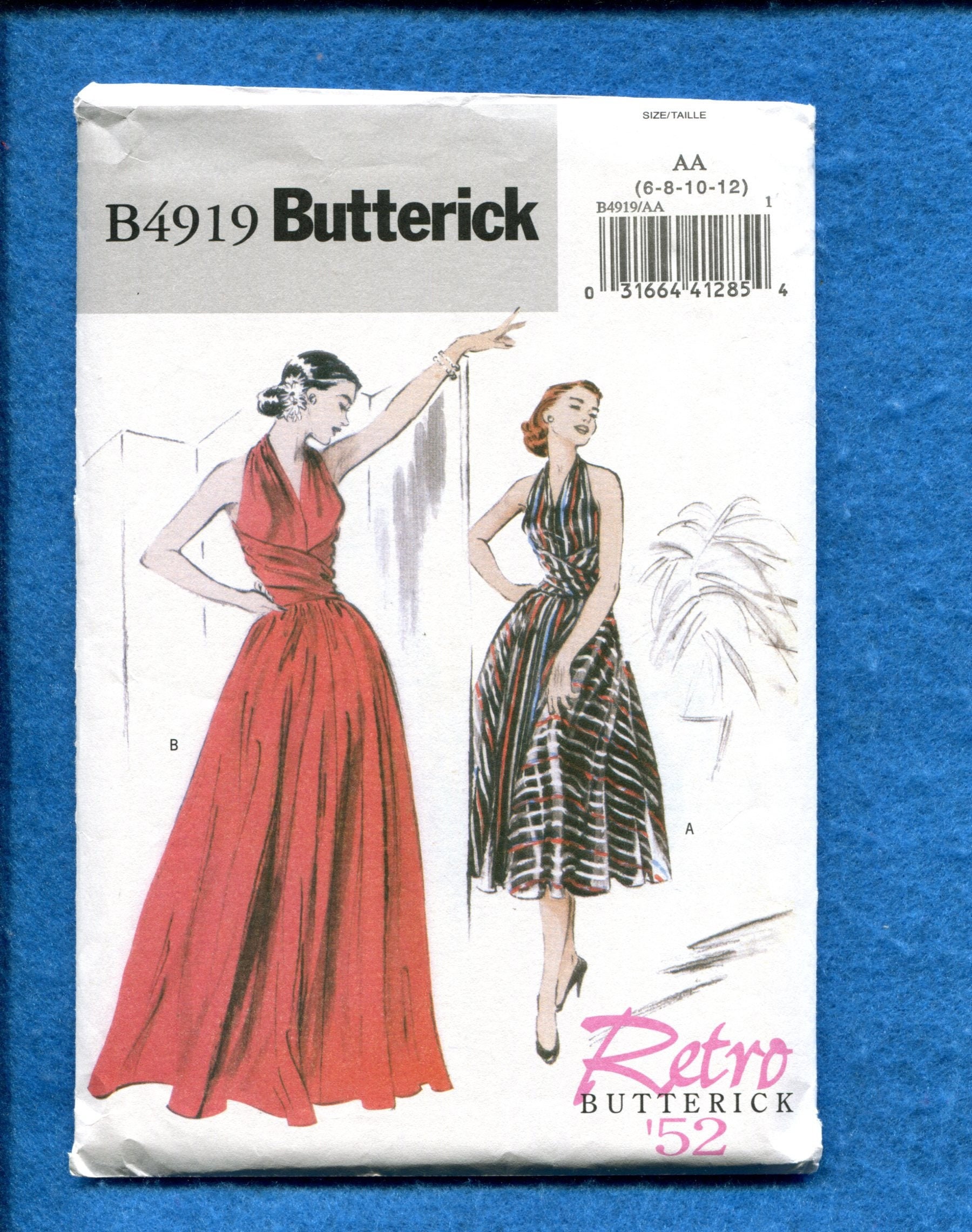 Butterick 4919 Glamor Gown With Neckline Pattern Size - Etsy