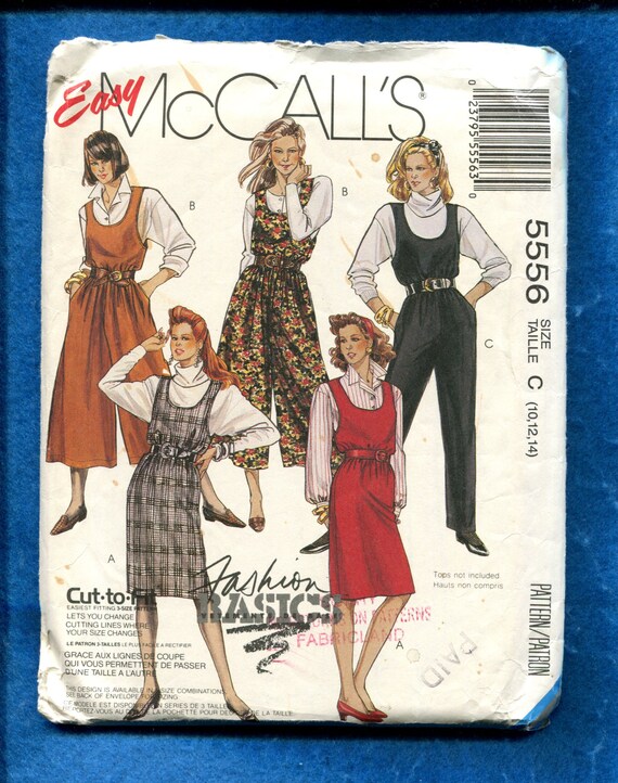 Mccall's 5556 Scoop Neck Jumpers Jumpsuits Pattern Size