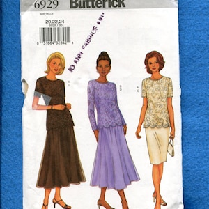 Butterick 6929 Scalloped Hem Blouses with Flared or Pencil Skirts Size 20  22  24 UNCUT