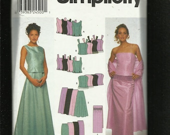 Simplicity 9466 Evening Skirts & Fitted Tops Shawl Sizes 6 to 12 UNCUT