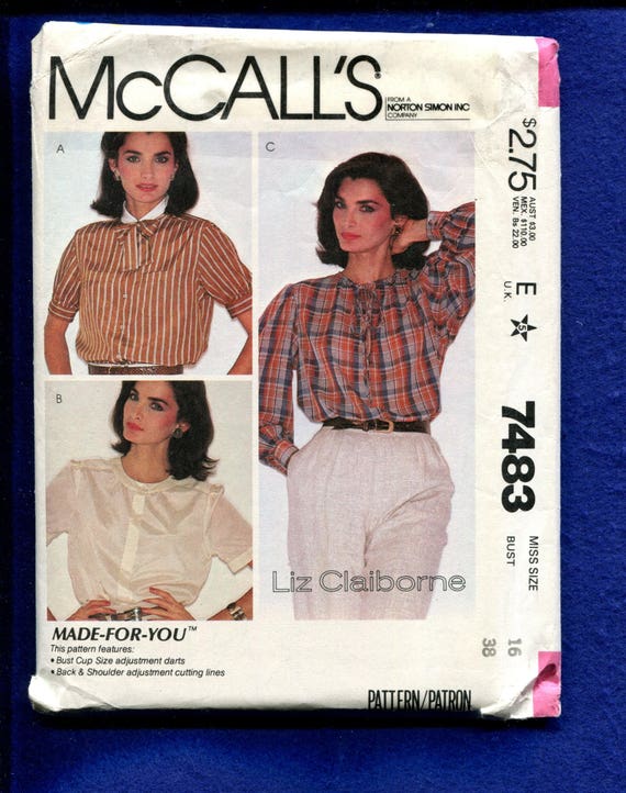 1980's Mccalls 7483 Liz Claiborne 