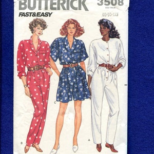 1980&#39;s Butterick 3508 Fun in the Sun Flared Leg Romper & Tapered Leg Jumpsuit Size 8..10..12 UNCUT