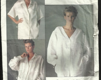 19850&#39;s Vogue 1509 Designer Calvin Klein Classic Big Shirts Size 10