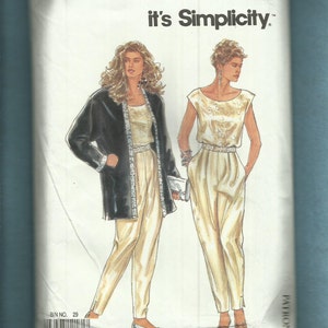 May include: Simplicity sewing pattern number 7691, size 8-20, for a sleeveless top and pants. The pattern shows two models wearing the outfit, one with a black jacket. The text "It's SO EASY it's Simplicity." is printed on the pattern.