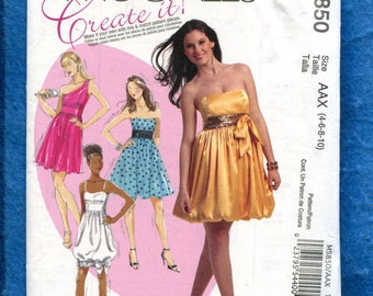 McCalls 5850 Fitted Bodice Party Dresses Strapless & One Shoulder on  Full or Bubble Skirts Sizes 4 to 10 UNCUT