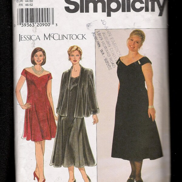 Simplicity  Pattern 7857 Jessica McClintock Designer  Evening Dress with Loose Fitting Jacket Size 18W to 24W
