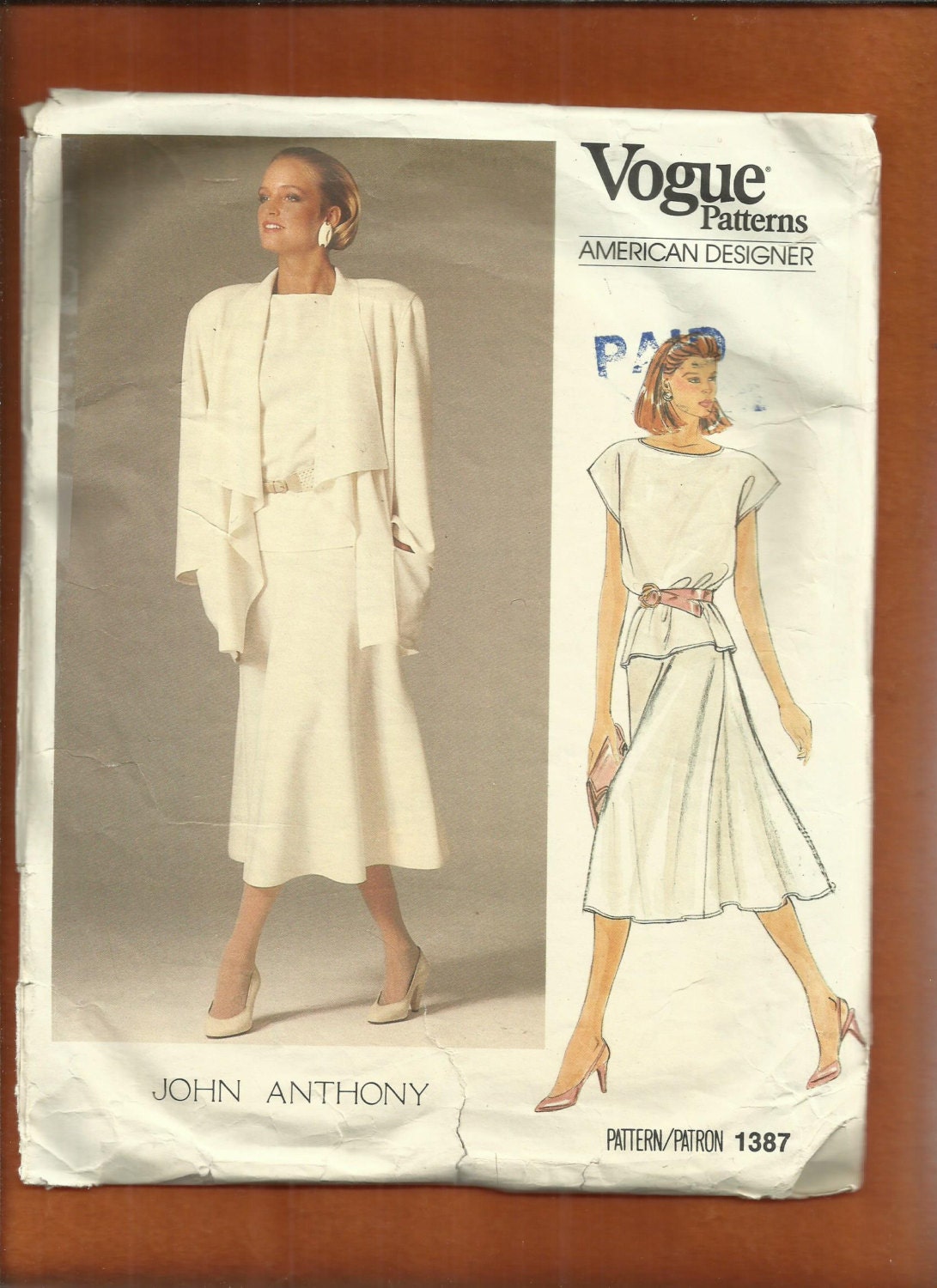 1980's Vogue 1387 Designer John Anthony Loose Fitting Jacket Flared ...