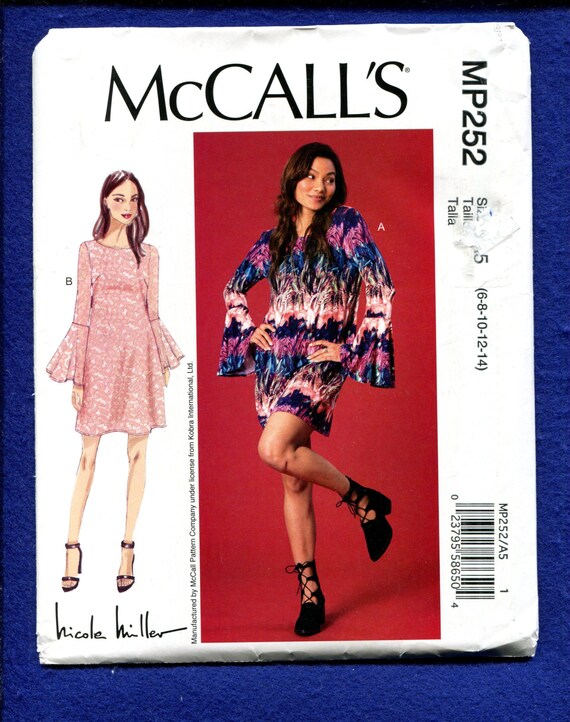 Mccalls 252 Nicole Miller Flounce Sleeve Dress Pattern Size 6 to 14 UNCUT -  Etsy