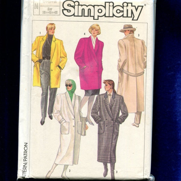 1980's Simplicity 7754 Notched - Châle Collar Coats with Martingale Belts Taille 10..12..14 non-cut