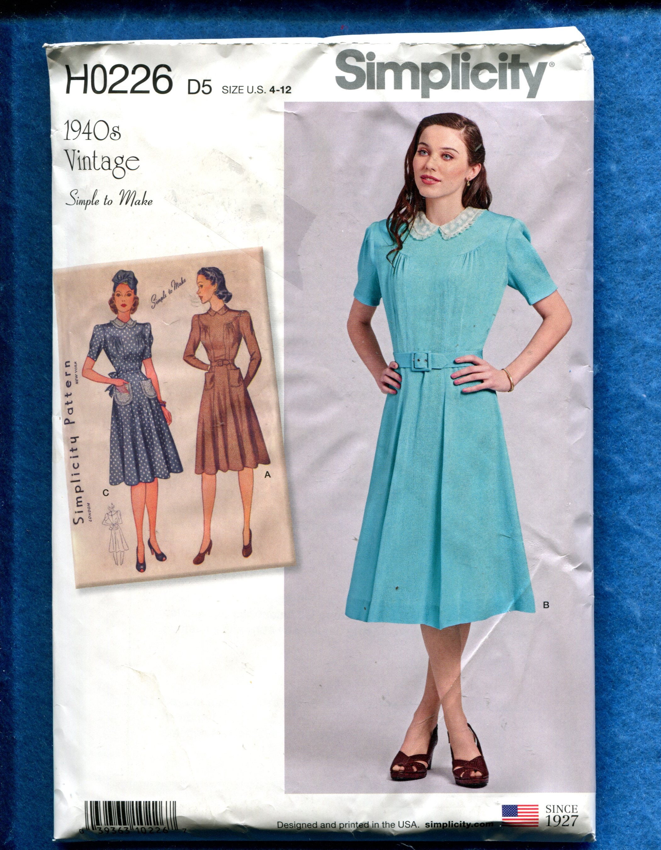 本当に信頼出来る店 4 Size Pattern Dress Era WWII 0226 Simplicity to Etsy - UNCUT 12 ニット/セーター