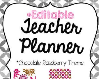 Editable Teacher Planner - Chocolate Raspberry Theme {Digital Files}