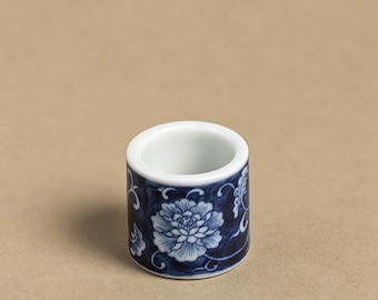 Chinese Blue White Tea Lid Holder Gaiwan Cover Rest Porcelain Vintage Office Home Tea Table Decoration Gift for Teacher Colleague Boss