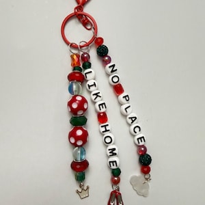 No Place Like Home Beaded Keychain | Wizard Inspired Ruby Slippers Charm Bag Accessory