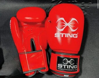 Sting Boxing Gloves, Handmade Cowhide Red Leather, Professional Boxing Sparring & Training, Gift