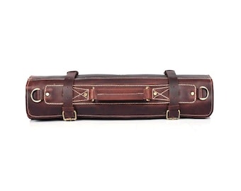 Organizador de cuchillos de chef hecho a mano, estuche de cuero genuino para herramientas culinarias