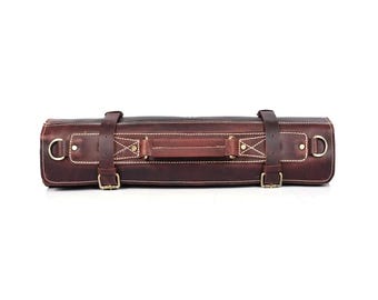 Custom Leather 10-Slot Knife Roll, Chef Storage Bag, Personalized Gift