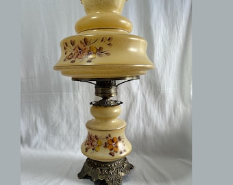 Vintage 1973 Quoizel Abigail Adams Hurricane Lampe 3-Wege Floral Parlour TWTW Licht