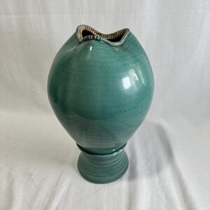Vintage David T Keyes Studio Art Pottery Vase Teal Green Signed Dated 1993 12"