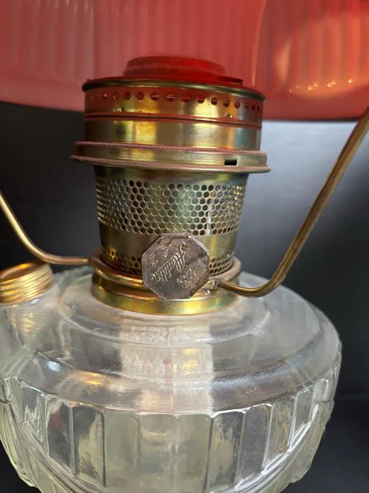 Vintage Aladdin Model 23 Colonial Clear Glass Oil Lamp - Ruby Red