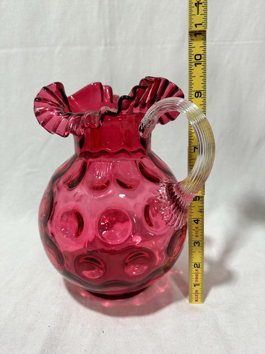 Vintage PRE-1970 Fenton Cranberry Coin Dot Pitcher 9.5” Large ...