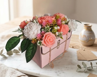 Set de regalo de flores de jabón – Hermosa caja de rosas rosadas, flores de larga duración para el Día de la Madre, San Valentín o aniversario, hecho a mano.
