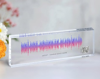 Soundwave Plaque with QR Code, Custom Song Gift, Voice Recording Gift, Sound Wave Art Acrylic Plaque Gift for Him Her