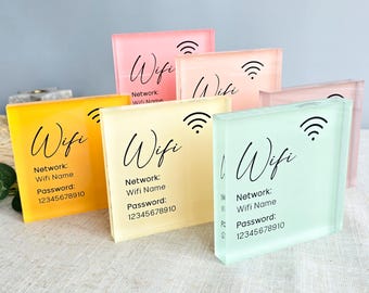 Wifi Sign, Personalized Wifi Network Password Acrylic Plaque, Custom Business Sign for Home Guest Office Rental Homes Cafe Wedding