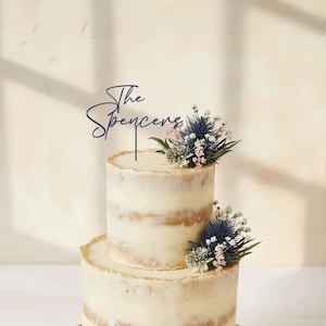 Custom Cake Topper for Wedding, Gold Wedding Cake Topper, Custom Name Cake Toppers, Rustic Wedding Decor, Anniversary Cake Topper Navy Blue