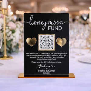 Honeymoon Fund Sign, Wedding Sign with QR Code, Personalized Wedding Sign, Future Fund Sign, Wedding Signage 画像 2