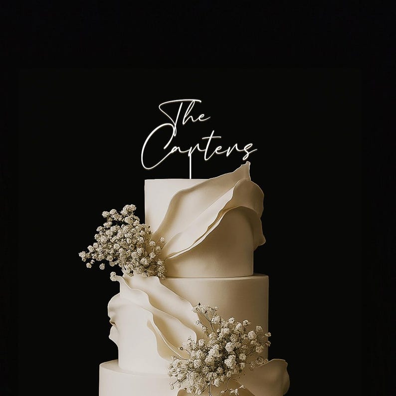 Custom Cake Topper for Wedding, Gold Wedding Cake Topper, Custom Name Cake Toppers, Rustic Wedding Decor, Anniversary Cake Topper White