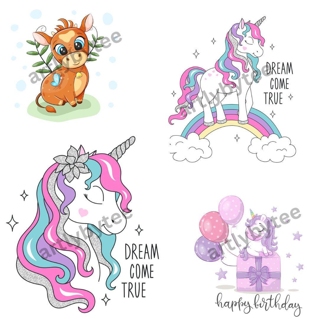 Watercolor Unicorn Clipart Bundle, Pastel Rainbow Fantasy Graphics ...