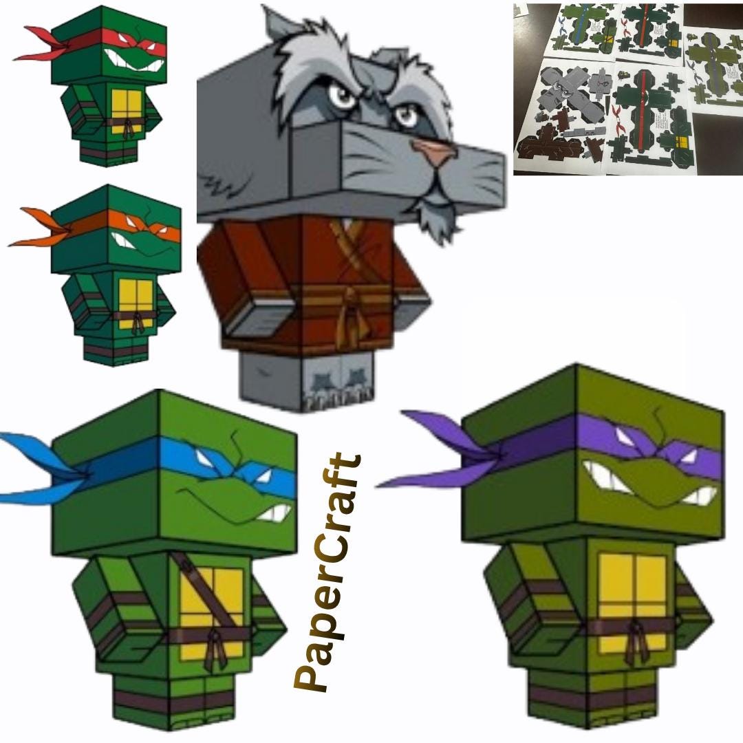 Splinter Papercraft TMNT Papercraft Bundle, 3D Ninja Turtle & Master Splinter Toy Templates ...