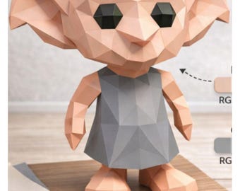 Elf Papercraft Template, Fantasy House Elf Model, 3D Polygon Craft