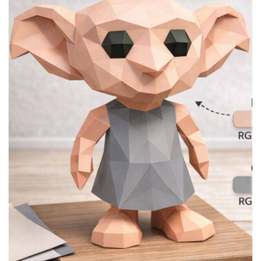 Low Poly Elf Papercraft Template, Fantasy House Elf Model, 3D Polygon ...