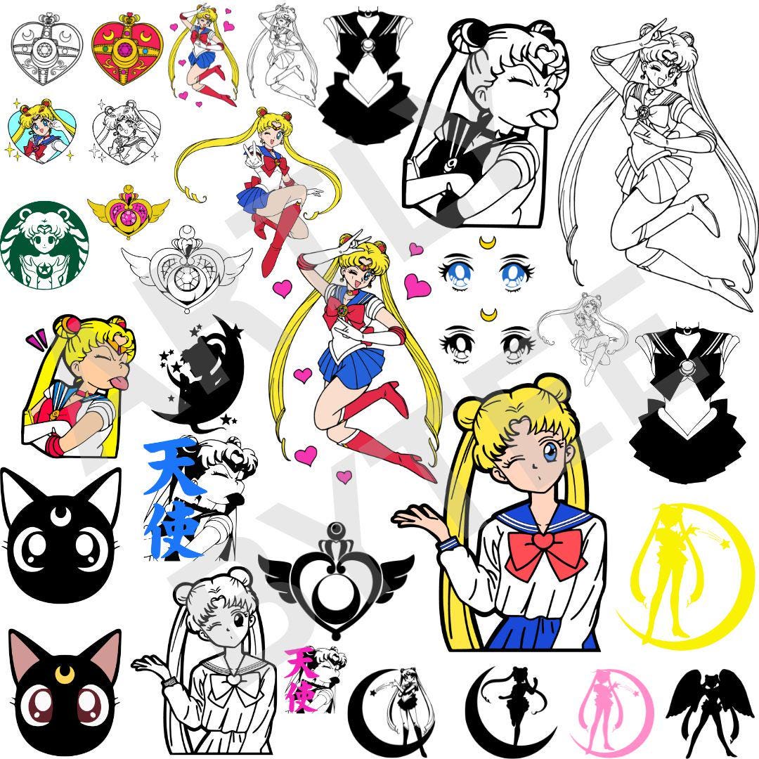 セーラームーンSVGクリップアートバンドル、魔法少女アニメ