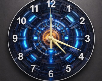 Reactor Core Sci-Fi Wall Clock - Futuristic Tech Art Decor for Gamer Room & Modern Office Gift
