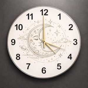 Reloj de pared de cristal moderno / Arte abstracto con sol dividido y horizonte / Decoración redonda única para la vida contemporánea