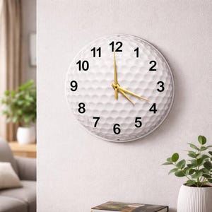 Golf Ball Dimples Glass Clock – Sports-Inspired Wall Accent, Printed Round Glass, Modern Athletic Decor