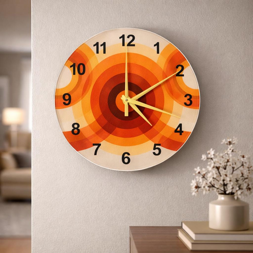 Minimalist Glass Clock – Modern Round Wall Timepiece With Printed ...